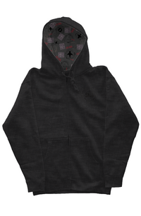 Return to Sender Pattern-Lined Hood-Zip Heavyweight Hoodie