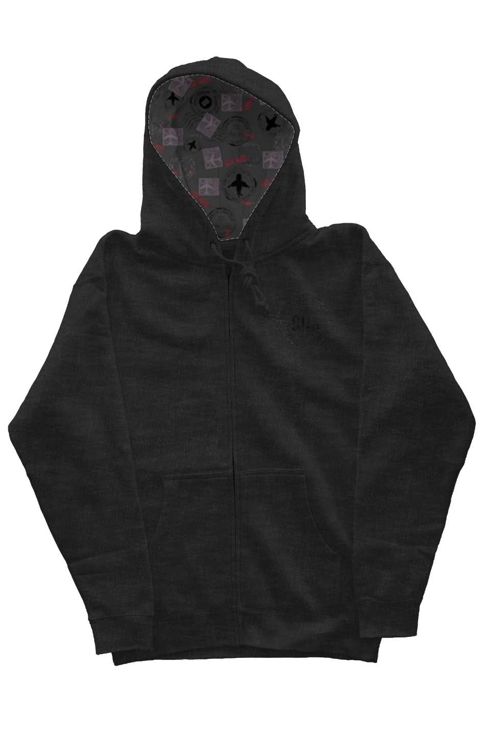 Return to Sender Pattern-Lined Hood-Zip Heavyweight Hoodie